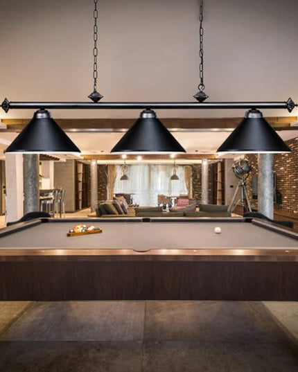 Wellmet 3 Light Pool Table Light, Vintage Retro Kitchen Island Pendant Light with Matte Black Shade, Modern Industrial Chandelier - LeafyLoom