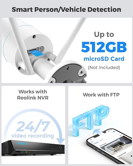 REOLINK Plug-in Outdoor WiFi Security Camera, 5MP HD Dual Band Wired Wi-Fi Camera for Home Security-2.4/5 Ghz, Smart Detection, Motion Detection, Night Vision, IP67 Waterproof, RLC-510WA REOLINK