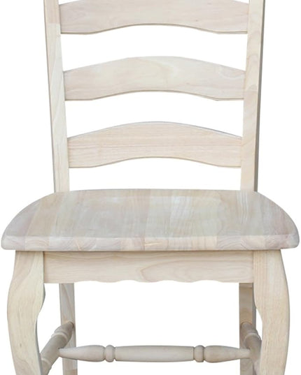 International Concepts Country french Chair with Solid Seat, Unfinished - LeafyLoom