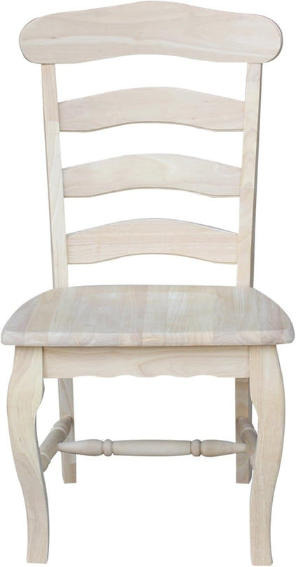 International Concepts Country french Chair with Solid Seat, Unfinished - LeafyLoom