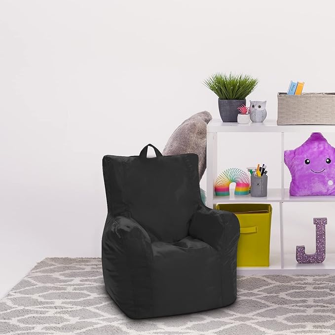 Posh Creations Bean Bag Structured Seat for Toddlers and Kids, Comfy Chair for Children, Pasadena, Black - LeafyLoom