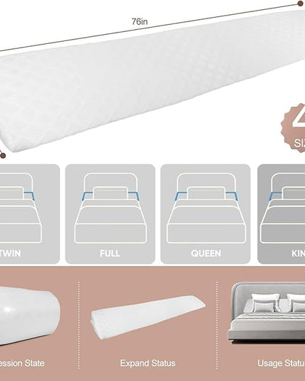 King Size(Arched White10 x6 x76) Bed Wedge Pillow,Bed Wedge Pillow for Headboard,Bed Gap Filler Fills The Gap Between The Mattress and The Headboard/Wall (0-7 inches) (King) - LeafyLoom