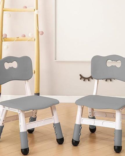 Adjustable Kid Chairs Indoor 3 Level Adjustable Suitable for Children Age 2-6. Maximum load-bearing 220LBS Suitable for Family Classroom and Nursery Child Seat Set (2-Pack-Dark Grey) - LeafyLoom