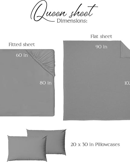 Northwest Ashford Home Essentials Bedding, 4 Piece Queen Size Sheet Set, Glacier Gray - LeafyLoom