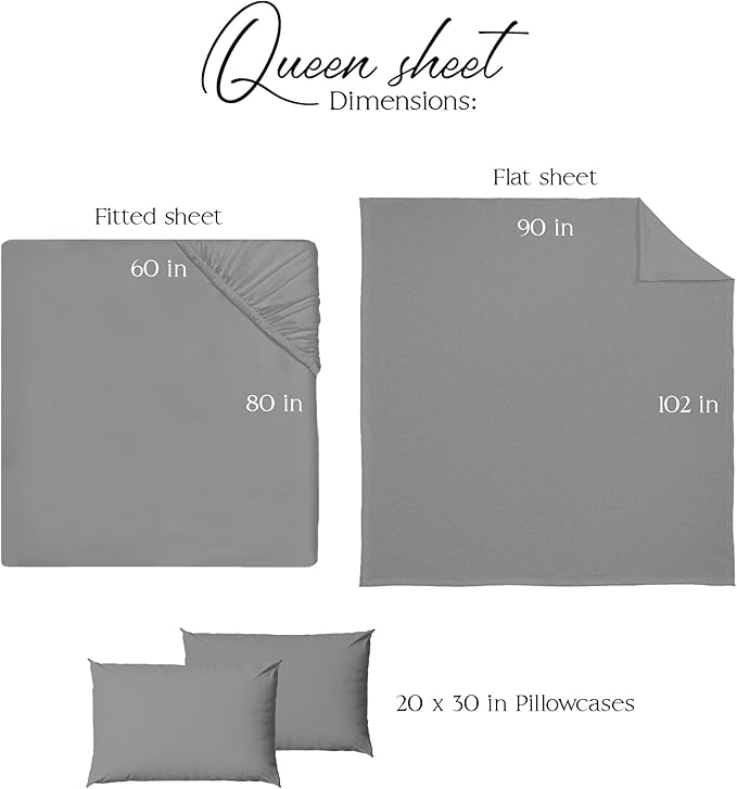 Northwest Ashford Home Essentials Bedding, 4 Piece Queen Size Sheet Set, Glacier Gray - LeafyLoom
