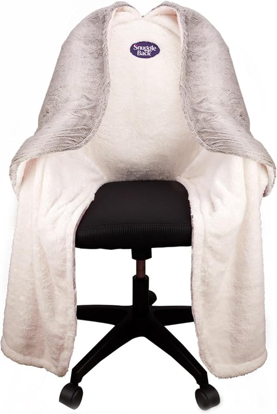 The Original Office Chair Blanket by SnuggleBack; Cozy Comfy Office Desk Chair Wrap Attaches for Convenient Heat and Hands-Free. Stay Warm In The Winter or Summer. Sherpa Fur Lining - LeafyLoom