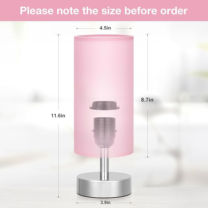 Small Table Lamp for Bedroom - Bedside Lamps for Night Stands, Minimalist Nightstand Light Lamp, Desk Lamps for Reading Room, Kids Room, Living Room, Office, Dorm - LeafyLoom