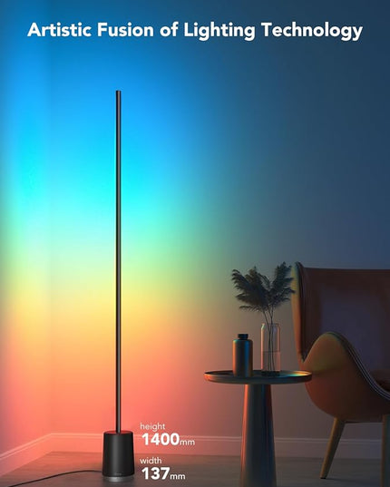 Govee RGBIC Floor Lamp, Modern LED Lyra Corner Lamp with 64+ Scene & Music Modes, 1500 Lumens, DIY Mode, Smart Remote Control Standing Floor Lamp for Bedroom, Living Room, Gaming Room, Black - LeafyLoom