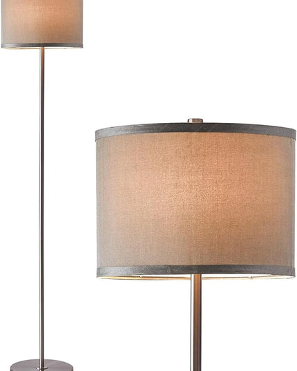 Oneach 61" Farmhouse Industrial Floor Lamp for Living Room Standing Floor Lamp Rustic Floor Lamps for Living Room Bedroom Tall Lamps with Foot Switch for Bedroom with Grey Linen Lamp Shade - LeafyLoom