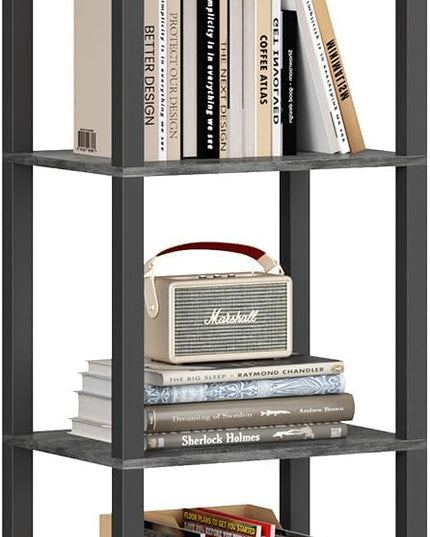 TUTOTAK 6 Tier Bookcase and Bookshelf, Narrow Book shelf with Door for Small Space, for Living Room, Office, Study, Entryway, Charcoal Grey BS03BY006 - LeafyLoom