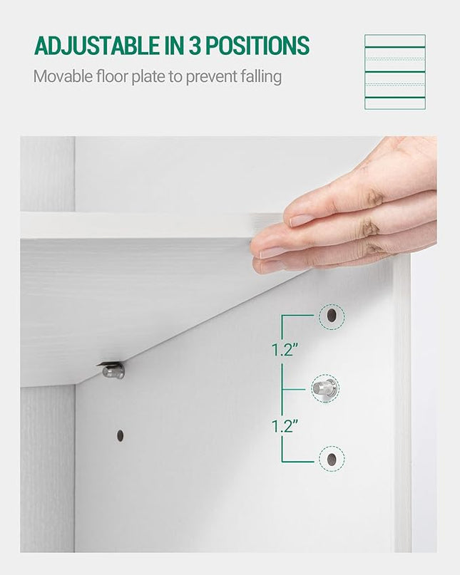 6-Tier Bookshelf, 66.7 Inches Floor Standing Bookcase, Display Storage Shelf, Corner Shelf, Home Decor Furniture for Home Office, Living Room, Bedroom, White 02903XBC - LeafyLoom