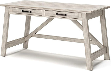 Signature Design by Ashley Carynhurst Farmhouse 60" Home Office Desk with Drawers, Distressed White - LeafyLoom