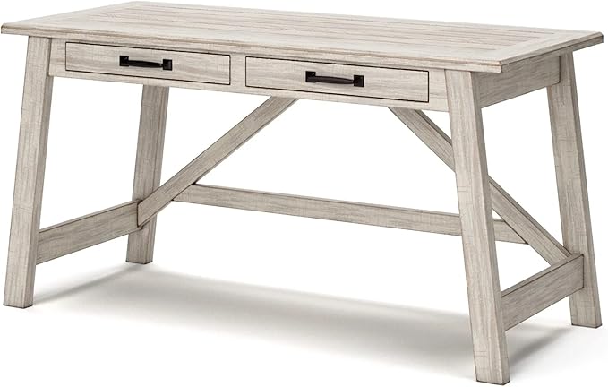Signature Design by Ashley Carynhurst Farmhouse 60" Home Office Desk with Drawers, Distressed White - LeafyLoom