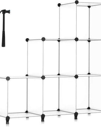 HOMIDEC 6-Cube Storage Organizer, Closet Organizer Storage shelf Bookcase Bookshelf with Metal Hammer, Storage Cubes Organizer Cabinet for Kids, Closet, Bedroom, Bathroom, (11.8x11.8x11.8 inch) - LeafyLoom