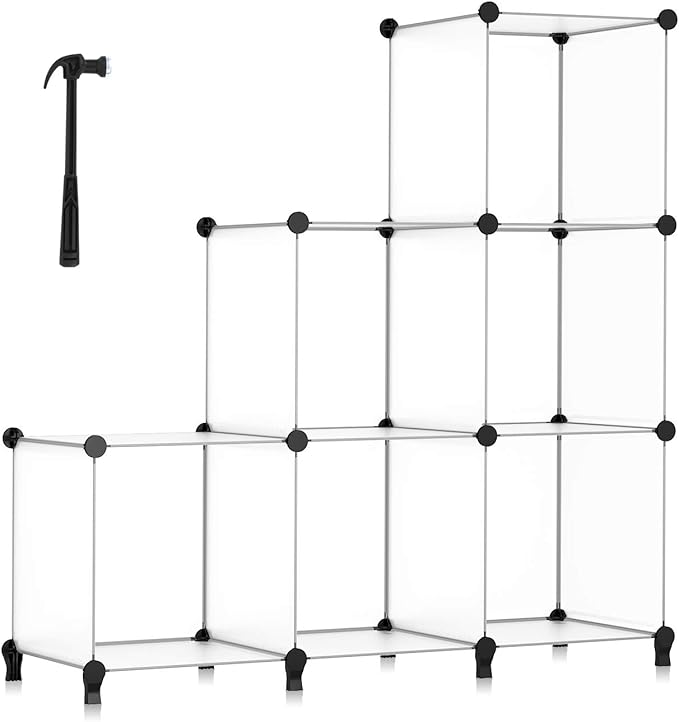 HOMIDEC 6-Cube Storage Organizer, Closet Organizer Storage shelf Bookcase Bookshelf with Metal Hammer, Storage Cubes Organizer Cabinet for Kids, Closet, Bedroom, Bathroom, (11.8x11.8x11.8 inch) - LeafyLoom