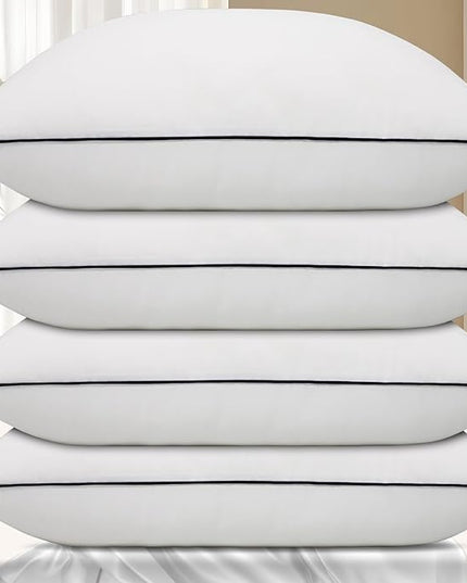 Hotel Collection Bed Pillows for Sleeping 4 Pack King Size Cooling Pillows Set of 4 for Back, Stomach or Side Sleepers, Super Soft Down Alternative Microfiber Filled Pillows - LeafyLoom