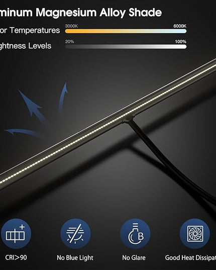 Desk Lamp, 31.5" LED Desk Lamp for Home Office,Gesture Sensing Control Desk Light, Dimmable & Color Temperature, Eye-Caring Office Lamp, Brightest Architect Lamp for Screen/Workbench - LeafyLoom