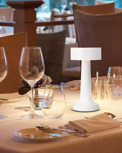 Portable LED Table Lamp, 3-Levels Brightness Metal Desk Lamp, 3 Color Touch Control Rechargeable Lamp, Night Light, Bedside Lamp,Dining Room Lamp,Gifts for Friends (White) - LeafyLoom