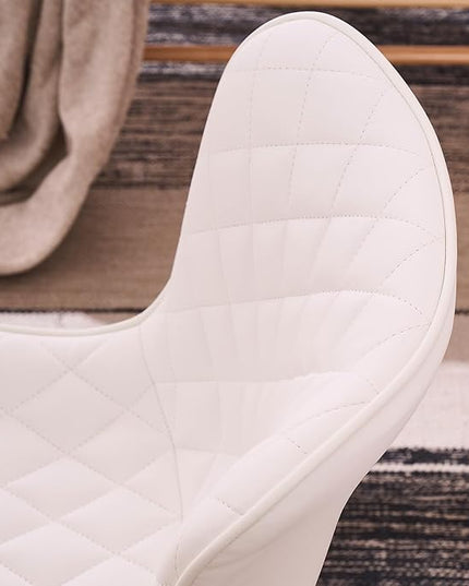 Kidol & Shellder Dining Chairs Set of 2 Modern Upholstered Dining Chair Leather Armless Kitchen and Dining Room Chairs White, Loads up to 300lbs - LeafyLoom