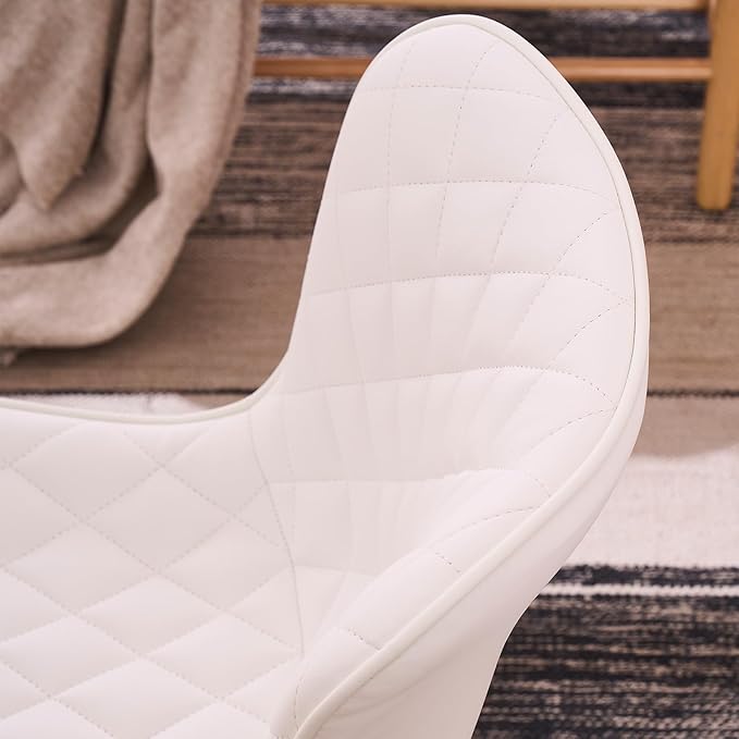 Kidol & Shellder Dining Chairs Set of 2 Modern Upholstered Dining Chair Leather Armless Kitchen and Dining Room Chairs White, Loads up to 300lbs - LeafyLoom