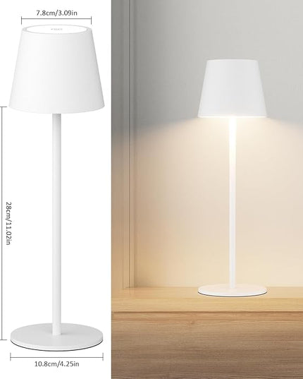 2 Pack Dimmable Table Lamp 3000k Warm White, IP54 Wireless Bottle Lamp for Indoor and Outdoor, 5000 mAh Rechargeable Table Lamp for Family, Restaurant & Bar(White) - LeafyLoom
