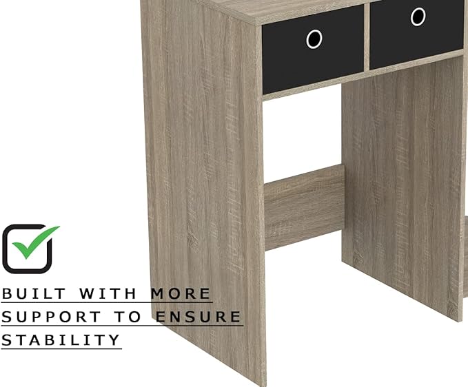 Safdie Small Computer Space-Saver Writing 2 Storage Drawers-Sturdy Study, Work Table-Compact Home, Living, Dorm Room,Bedroom, Office Modern Student, Gamer Desk, One Size, Dark Taupe - LeafyLoom