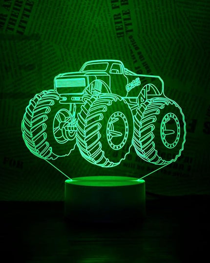 3D Lamp for Child Monster Truck Series Nightlamp Bedside Lamps 7 Colors Illusion for Child Night Light Lamps for Child Room Lamp As Gift Ideas for Boys or Kids - LeafyLoom