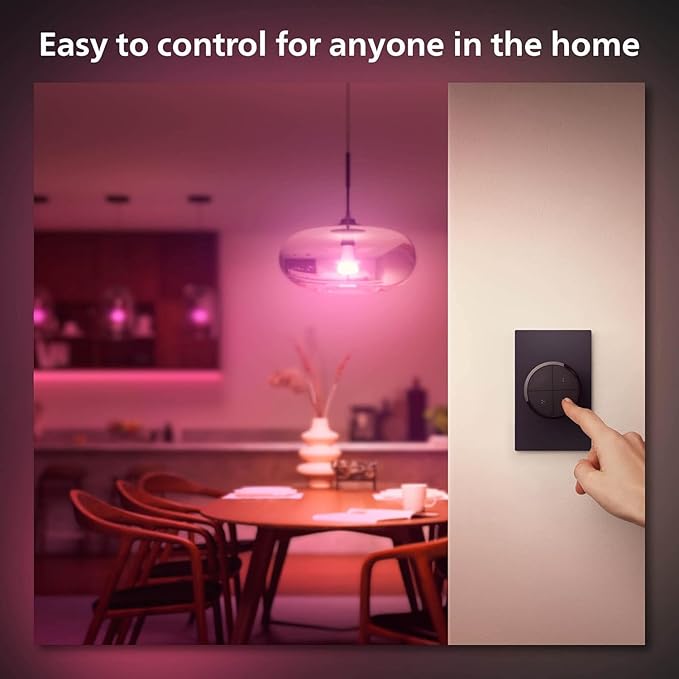 Philips Hue Wall Tap Dial Light Switch, Portable, Black - 1 Pack - Requires Hue Lights and Hue Bridge - Smart Home - Easy, No-Wire Installation PhilipsHue