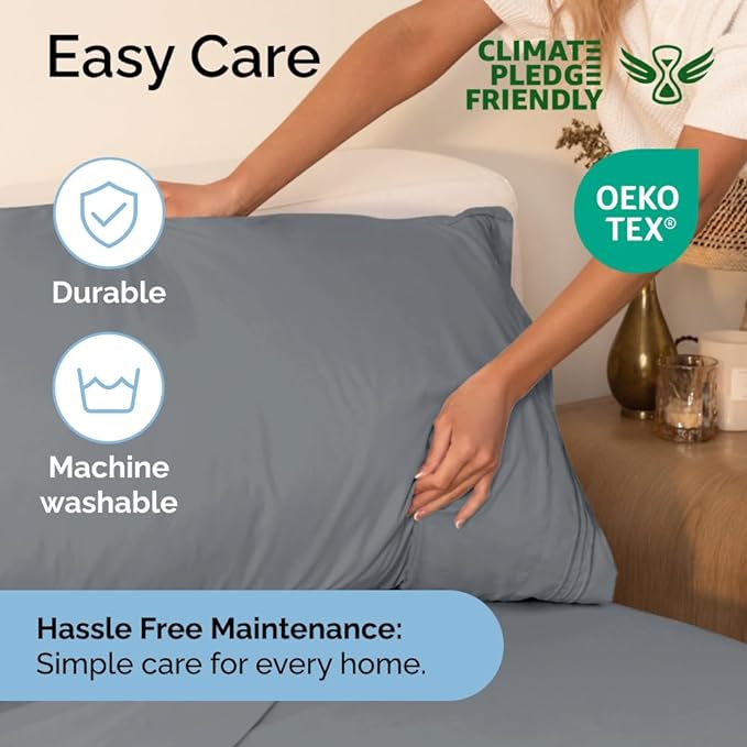 Twin Size 3 Piece Sheet Set - Comfy Breathable & Cooling Sheets - Hotel Luxury Bed Sheets for Women & Men - Deep Pockets, Easy-Fit, Soft & Wrinkle Free Sheets - Steel Blue Oeko-Tex Bed Sheet Set - LeafyLoom