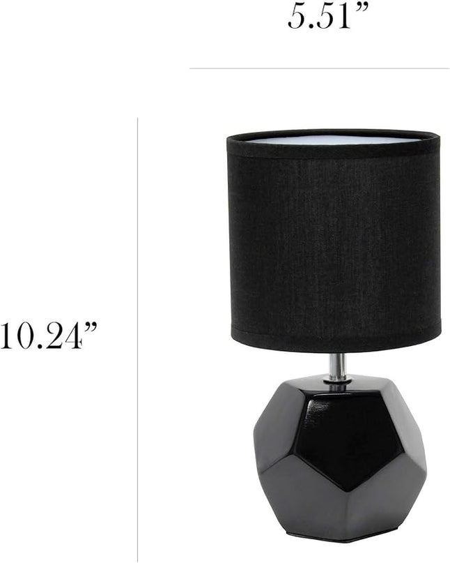 Simple Designs LT2065-BLK Round Prism Mini Table Lamp with Matching Fabric Shade, Black (Pack of 24) - LeafyLoom