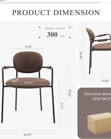 COLAMY Modern Dining Chairs Set of 4, Dining Armchairs Set of 4, Chair Set of 4 for Dining Table, Upholstered Fabric Dining Chairs with Back for Kitchen,Dining Room,Restaurant,Shop, Brown - LeafyLoom