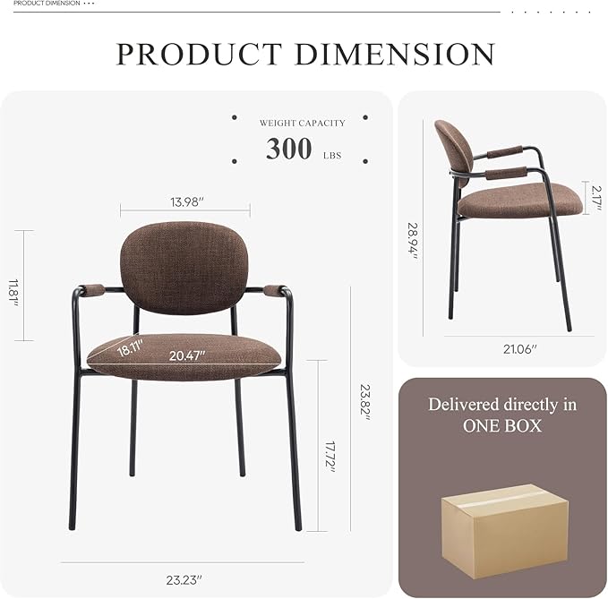 COLAMY Modern Dining Chairs Set of 4, Dining Armchairs Set of 4, Chair Set of 4 for Dining Table, Upholstered Fabric Dining Chairs with Back for Kitchen,Dining Room,Restaurant,Shop, Brown - LeafyLoom
