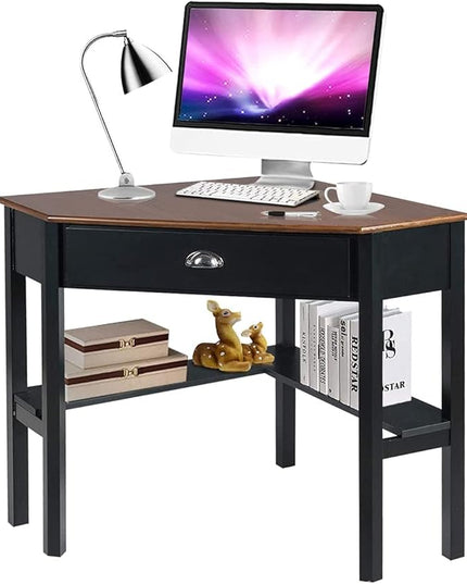 Corner Desk, Coffee - LeafyLoom