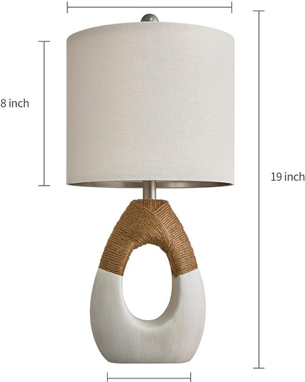 OYEARS Boho Table Lamps Bedroom Living Room Set 2 Small Farmhouse Rattan Table Lamp 19”Rustic Home Decoration Nightstand Bedside Lamp for Office Compatible with Smart Light Bulbs(Not include Bulbs) - LeafyLoom