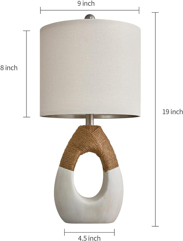 OYEARS Boho Table Lamps Bedroom Living Room Set 2 Small Farmhouse Rattan Table Lamp 19”Rustic Home Decoration Nightstand Bedside Lamp for Office Compatible with Smart Light Bulbs(Not include Bulbs) - LeafyLoom