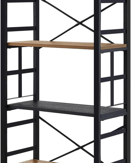 HOMBAZAAR Bookshelf,6 Tier Tall Bookshelf with Metal Frame,Open Bookshelves and Bookcases,Industrial Book Shelf for Living Room,Home Office and Bedroom,Rustic Brown - LeafyLoom
