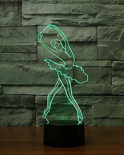 3D Ballet Girl Night Light 16 Color Change LED Powered Remote Control Touch Switch Table Desk Lamp Acrylic Flat ABS Base USB Charger Home Decoration Toy Birthday Xmas Kid Children Gift - LeafyLoom