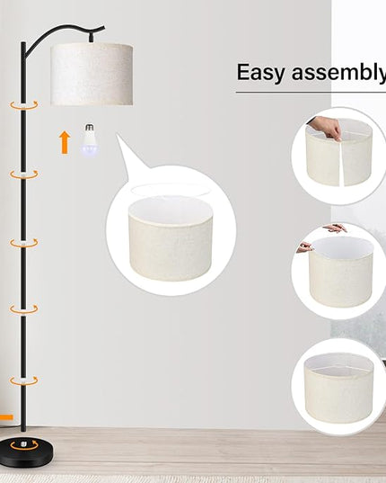 BoostArea Floor Lamp for Living Room,Arc Floor Lamp with Remote Control,Stepless Dimmable Brightness & Colors Temperature 2700k-6500k,Modern Standing Lamp for Bedroom Study Room Office,Beige - LeafyLoom