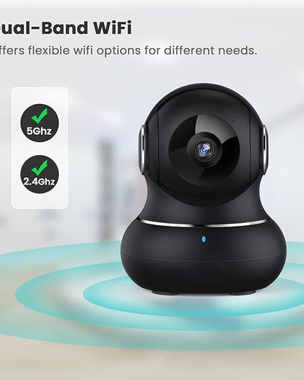 litokam 5ghz Indoor Security Camera, 5MP Cameras for Home Security with 5G/2.4G Dual-Band, Pet Cam with Phone App, AI Motion/Cry Detection, 360 Auto Tracking, Night Vision, Support NVR/Alexa litokam