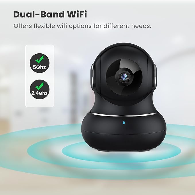 litokam 5ghz Indoor Security Camera, 5MP Cameras for Home Security with 5G/2.4G Dual-Band, Pet Cam with Phone App, AI Motion/Cry Detection, 360 Auto Tracking, Night Vision, Support NVR/Alexa litokam