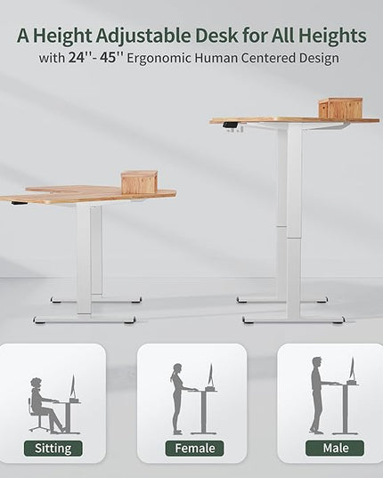 FEZIBO Corner Standing Desk, 48 Inches L Shaped Standing Desk, Electric Stand Up Corner Desk, Home Office Sit Stand Desk with Rustic Top and Black Frame - LeafyLoom