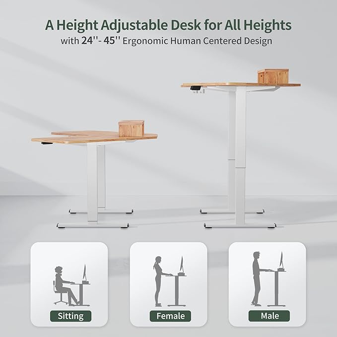 FEZIBO Corner Standing Desk, 48 Inches L Shaped Standing Desk, Electric Stand Up Corner Desk, Home Office Sit Stand Desk with Rustic Top and Black Frame - LeafyLoom
