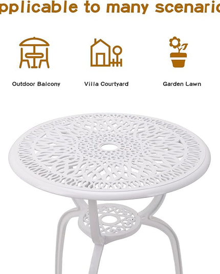 3-Piece Patio Bistro Furniture Set Cast-Aluminum Bistro Table Set for Lawn,Garden,Backyard - LeafyLoom