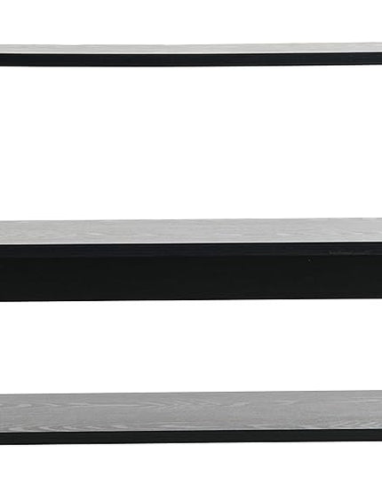 Household Essentials 3 Tier Wide Book Shelf, Medium, Black Oak Finish - LeafyLoom
