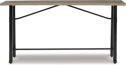 Signature Design by Ashley Lesterton Rustic Narrow Long Counter Table for Living Room and Hallway, Light Brown & Black - LeafyLoom