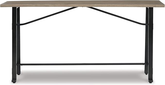 Signature Design by Ashley Lesterton Rustic Narrow Long Counter Table for Living Room and Hallway, Light Brown & Black - LeafyLoom