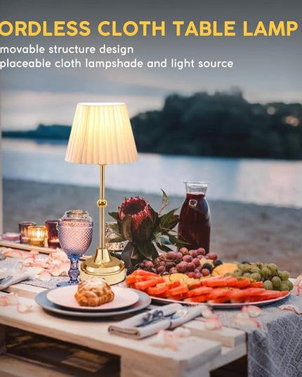 Cordless Metal Table Lamp,Touch Sensor Control Portable LED Table Lamp,3-Levels Brightness Rechargeable Bedside Lamp,Night Light for Kids Nursery,Dining Room Lamp (Gold) - LeafyLoom