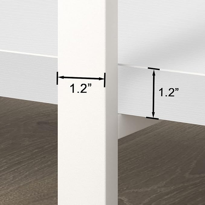HSH 4 Tier White Bookshelf, Modern 4 Shelf Etagere Bookcase, Industrial Wood and Metal Storage Shelves and Display Book Rack, Farmhouse Open Wide Book Shelf for Bedroom Living Room Office, White Oak - LeafyLoom
