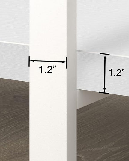 HSH 5 Tier Tall White Bookshelf, Metal and Wood Storage Book Shelves for Bedroom Living Room Office, Modern Large White Bookcases and Bookshelves 5 Shelf, Farmhouse Open Vertical Display Book Shelf - LeafyLoom