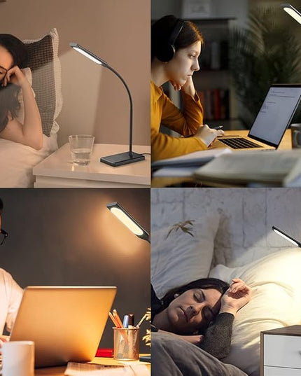 LED Desk Lamp, Touch Adjustable Table Lamp with 10W Wireless Charging 5 Modes and 6 Brightness Levels Eye Protection Reading Light 48 LED Memory Function Home Office Desk Light Black - LeafyLoom